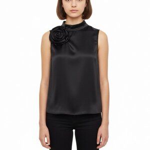 Future Collective Womens Black  Sleeveless Top Decorative Flower Sz XS